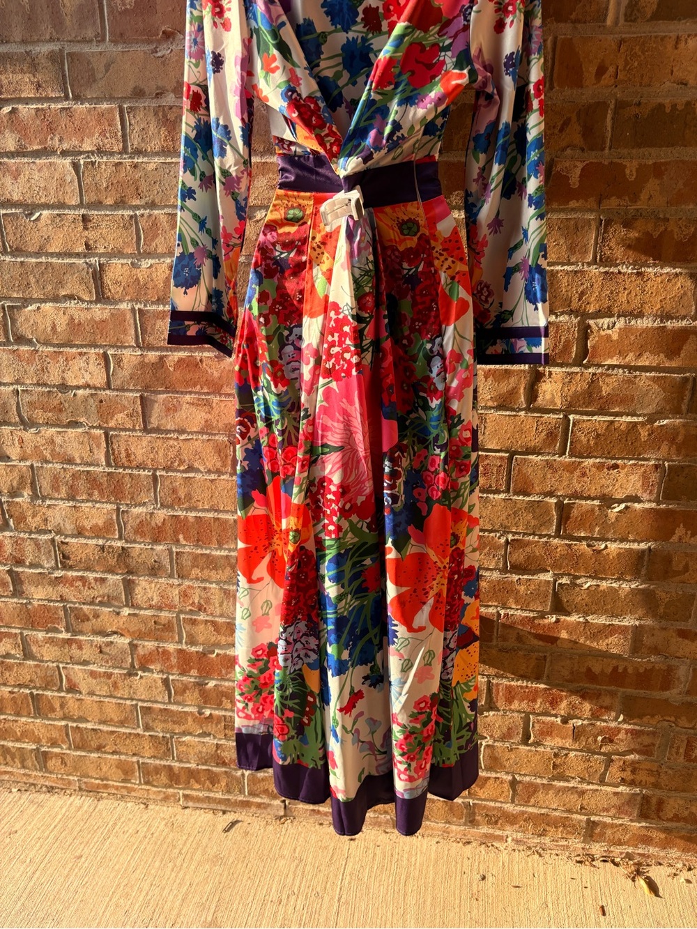 Avara Floral Long-Sleeve Maxi Dress in Pink and Purple size Medium - Picture 11 of 12